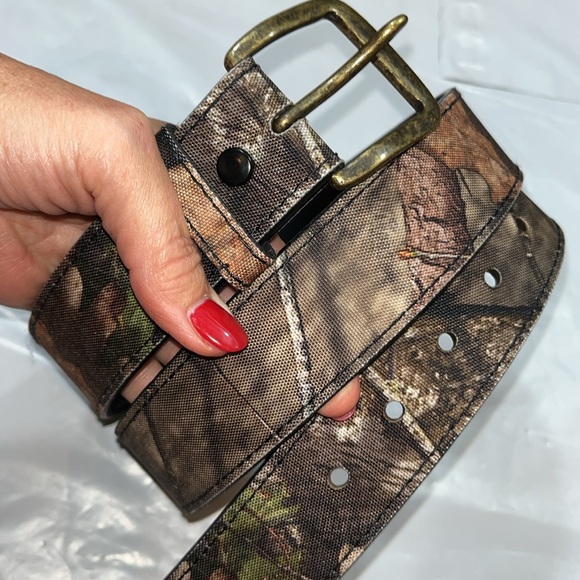 Camo leather tan brown Belt Size 38-42” removable buckle Mexico made country 40 - Picture 8 of 16